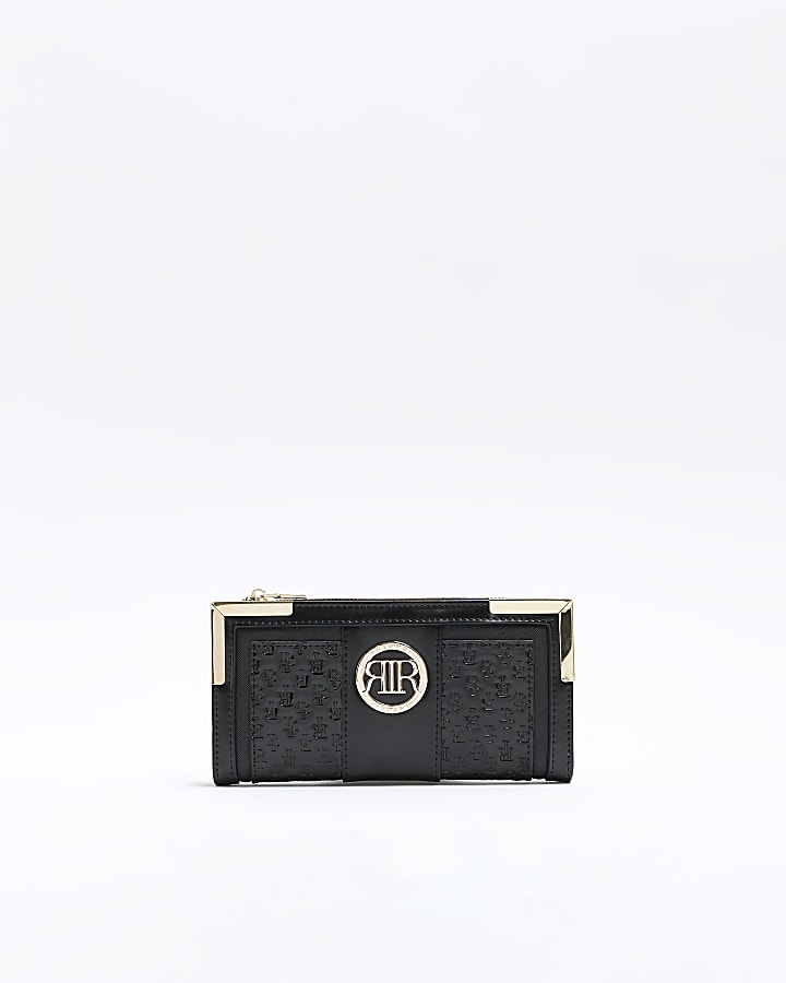 Black patent embossed RI hardware purse