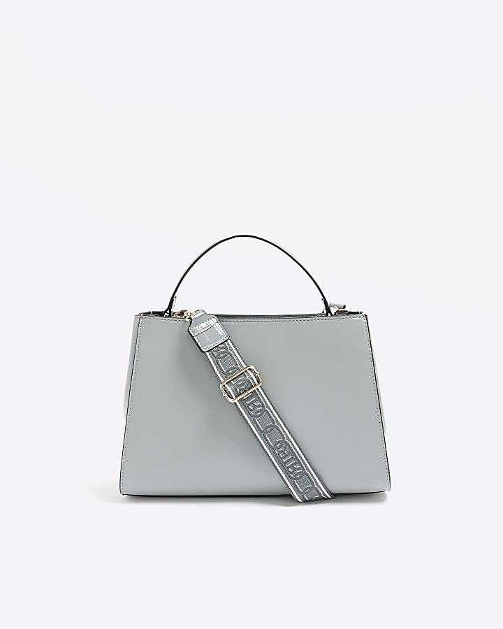 Grey croc embossed tote bag