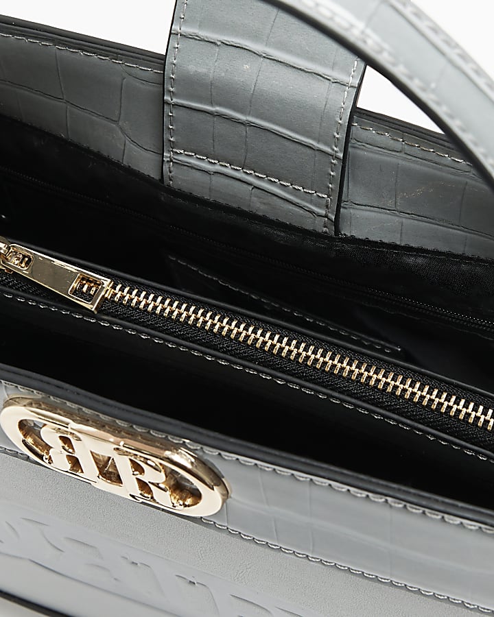 Grey croc embossed tote bag