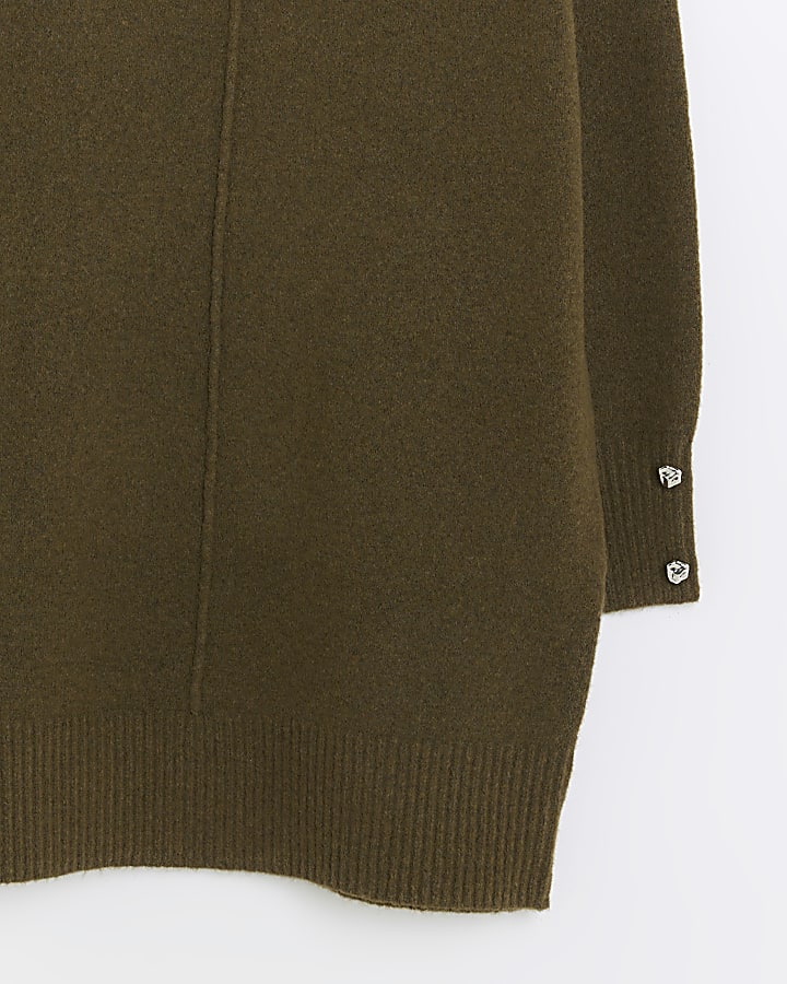 Khaki knitted cosy jumper mini dress