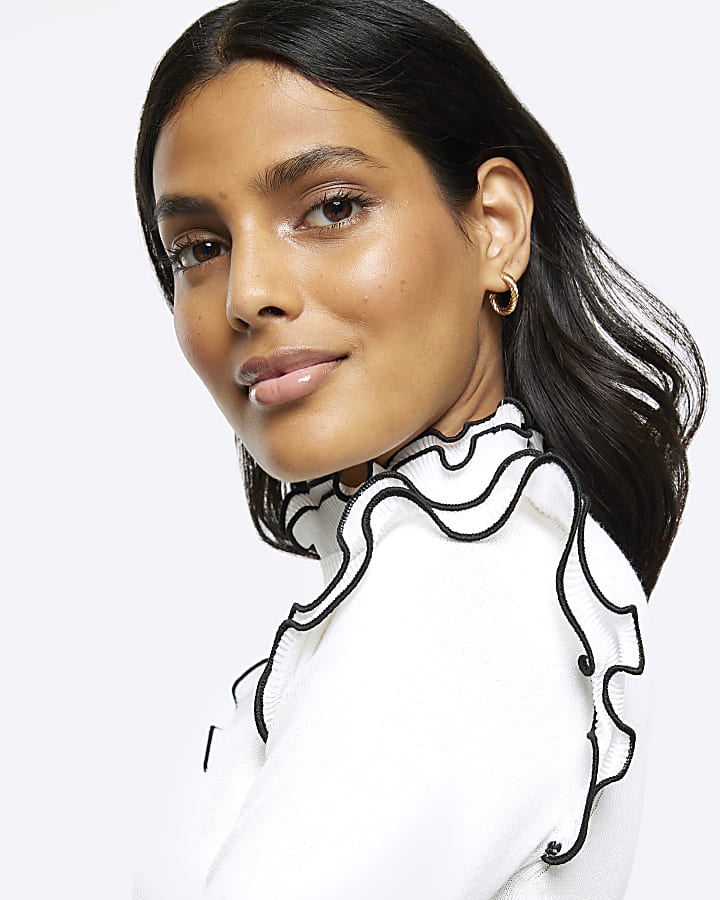 Cream frill detail jumper