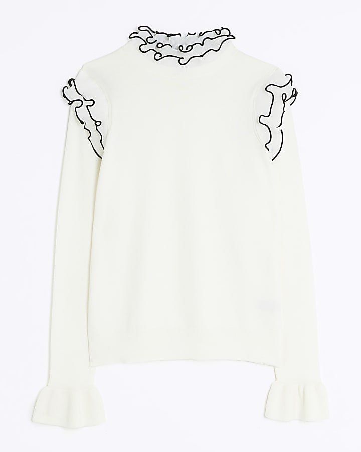Cream frill detail jumper