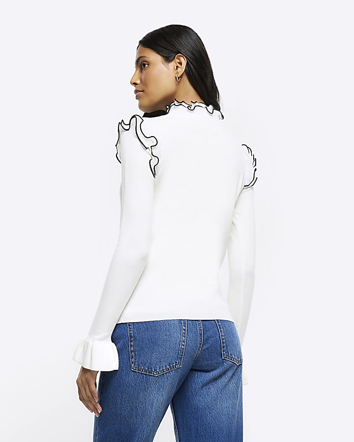 Cream frill detail jumper