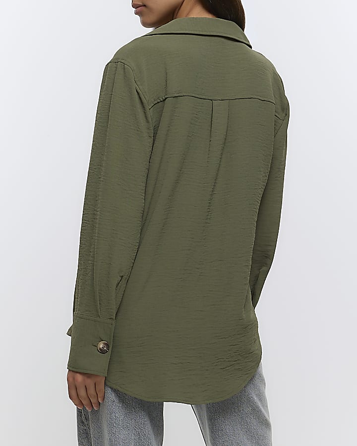 Khaki button long sleeve shirt