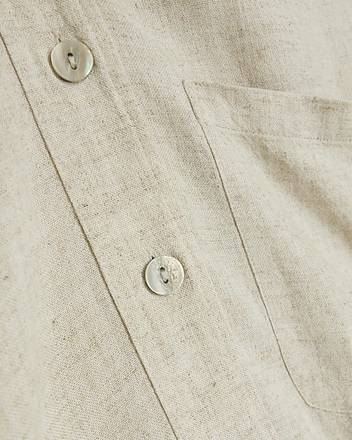 Plus stone oversized shirt with linen