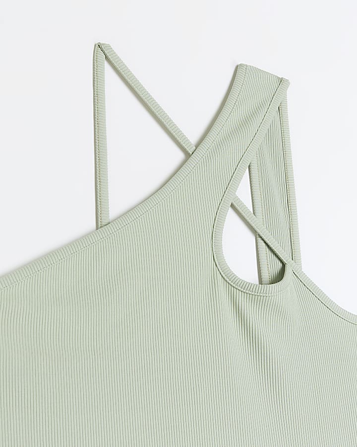 Green cut out one shoulder bodysuit