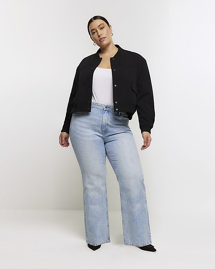 Plus blue mid rise straight jeans