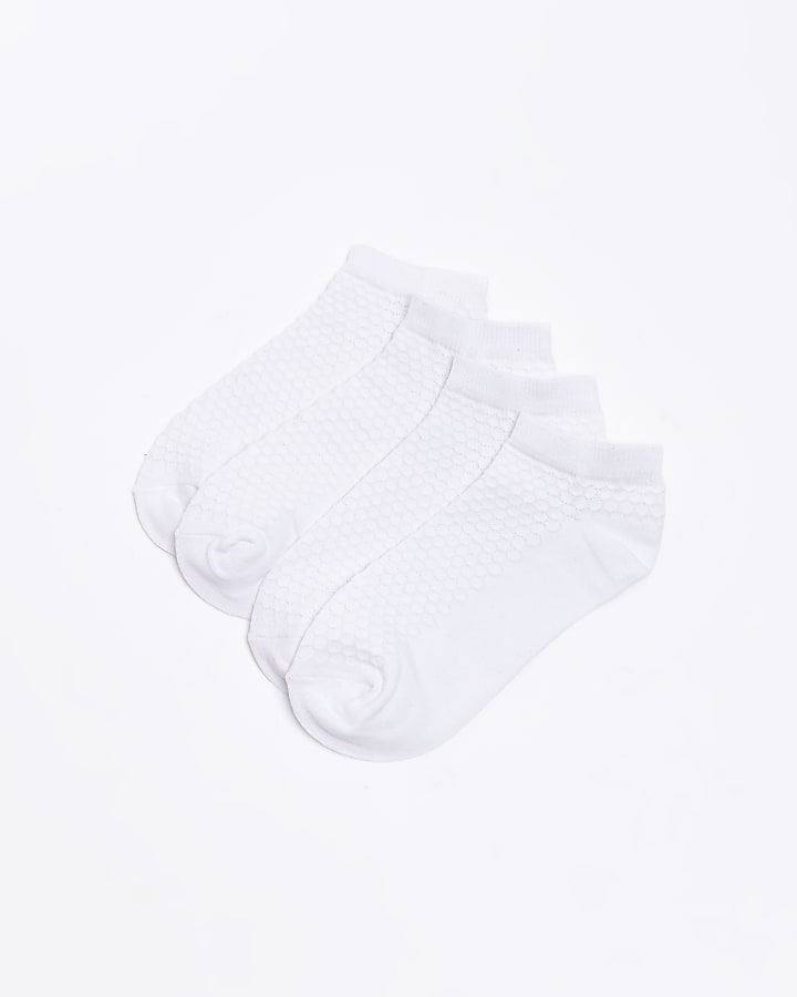 White honeycomb 2 pack trainer socks