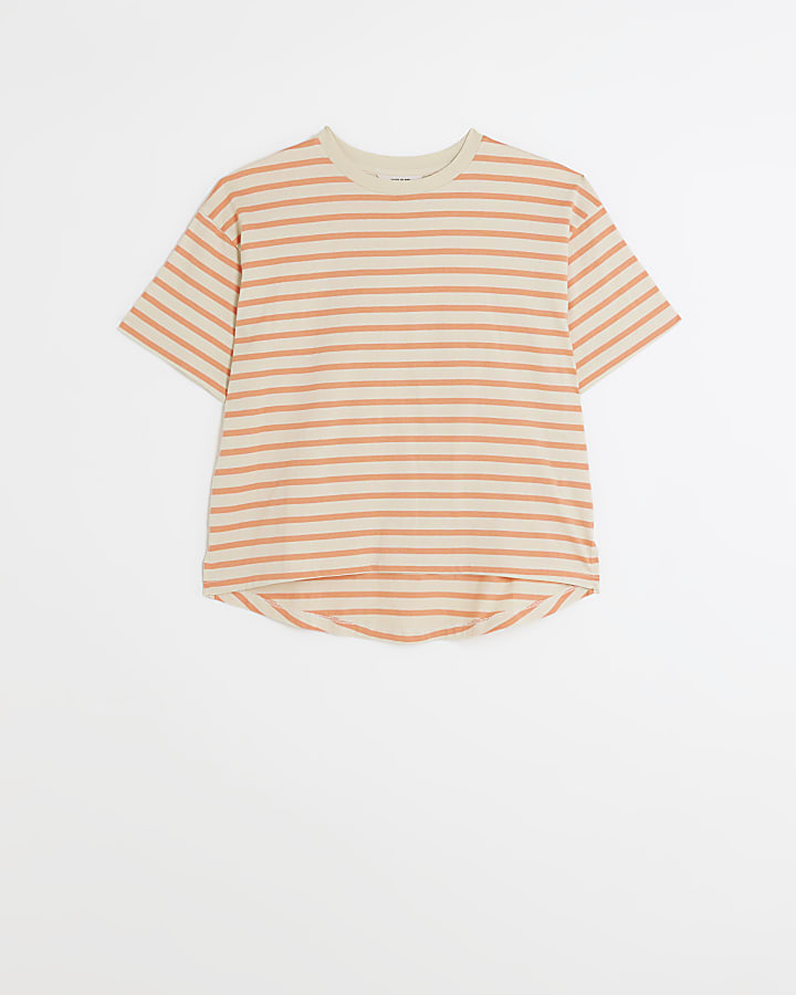 Coral stripe t-shirt