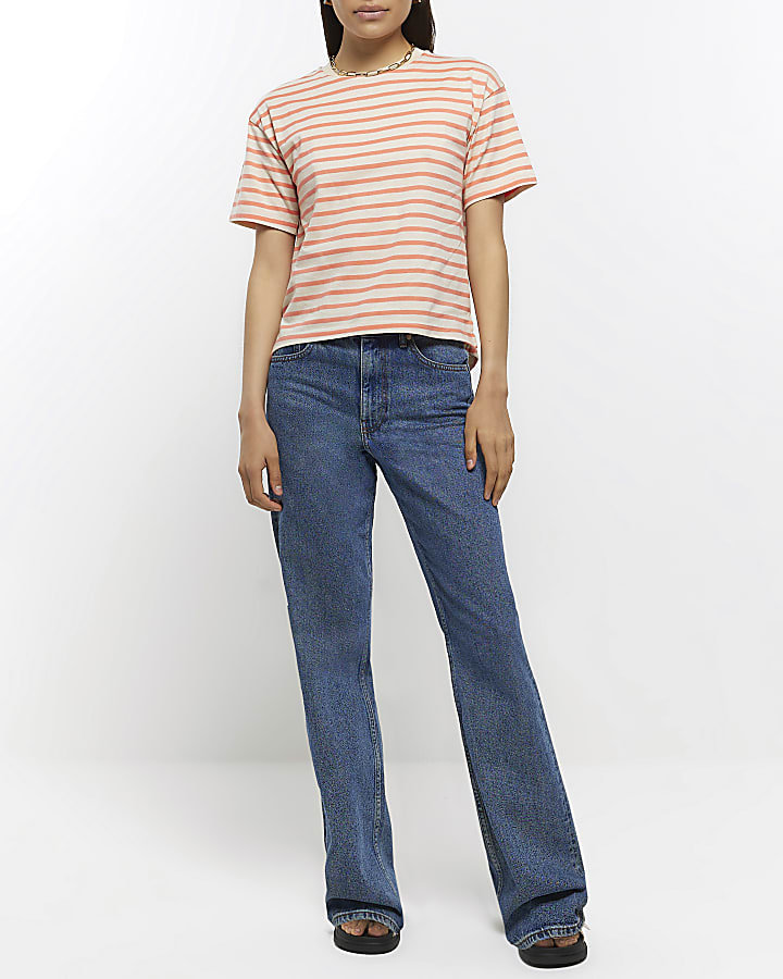 Coral stripe t-shirt