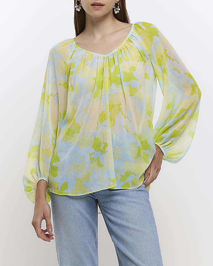 Chiffon puff sleeve blouse sale