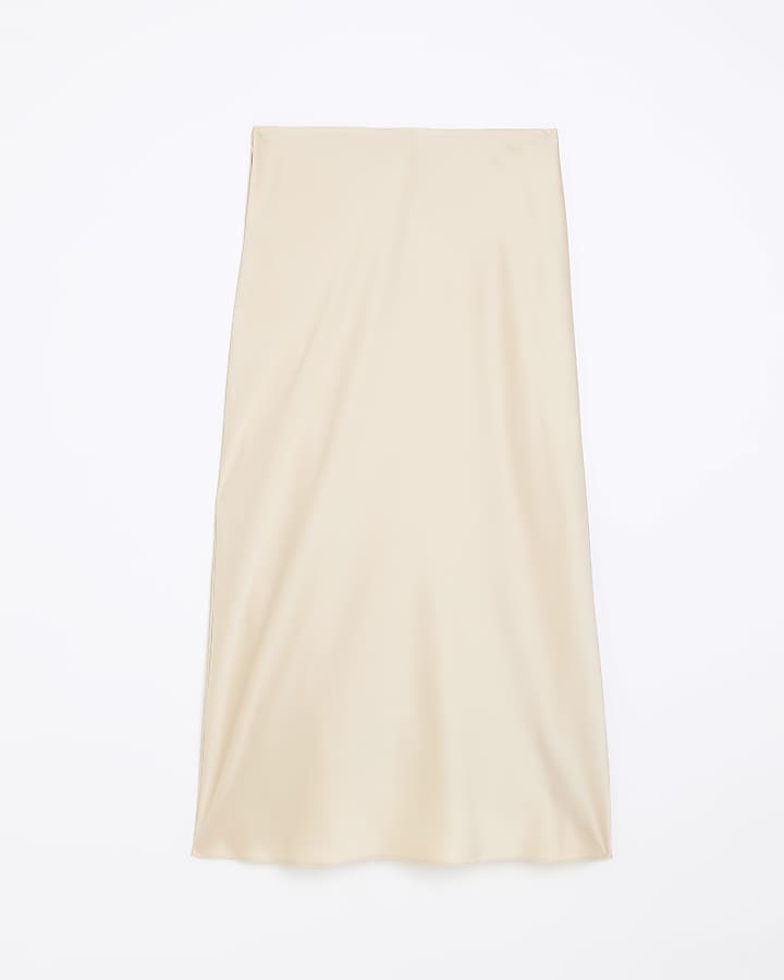 Beige satin maxi skirt