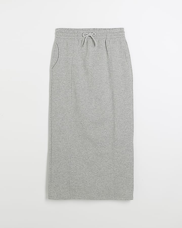 Grey sweat midi skirt