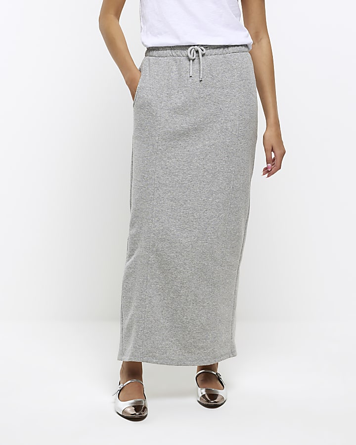 Grey sweat midi skirt