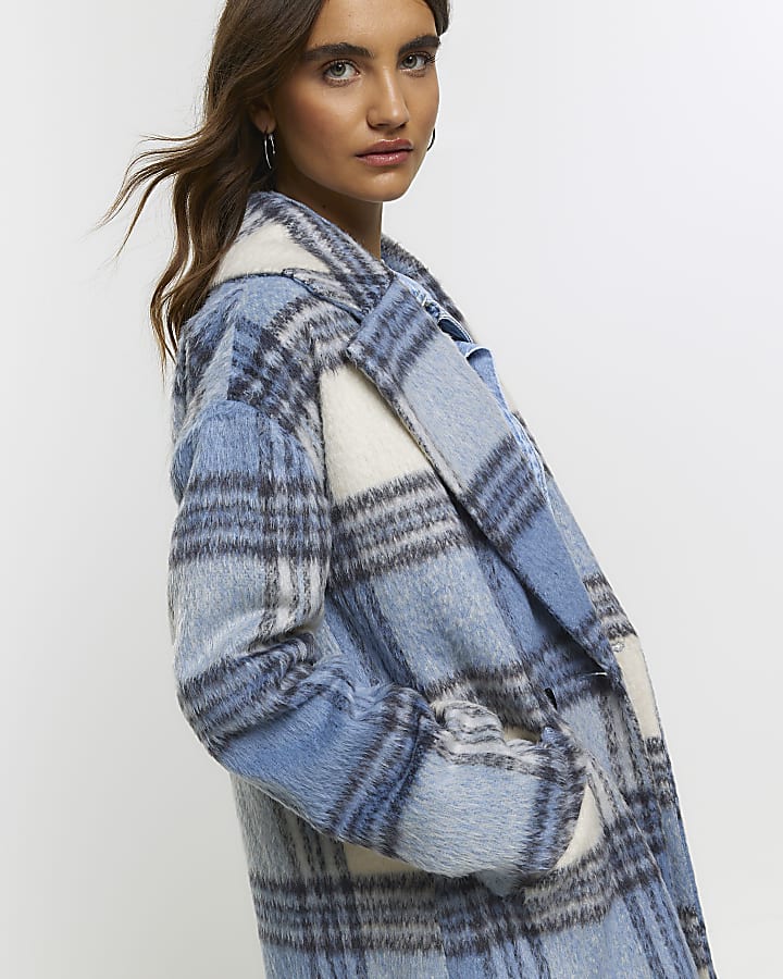 Blue check coat