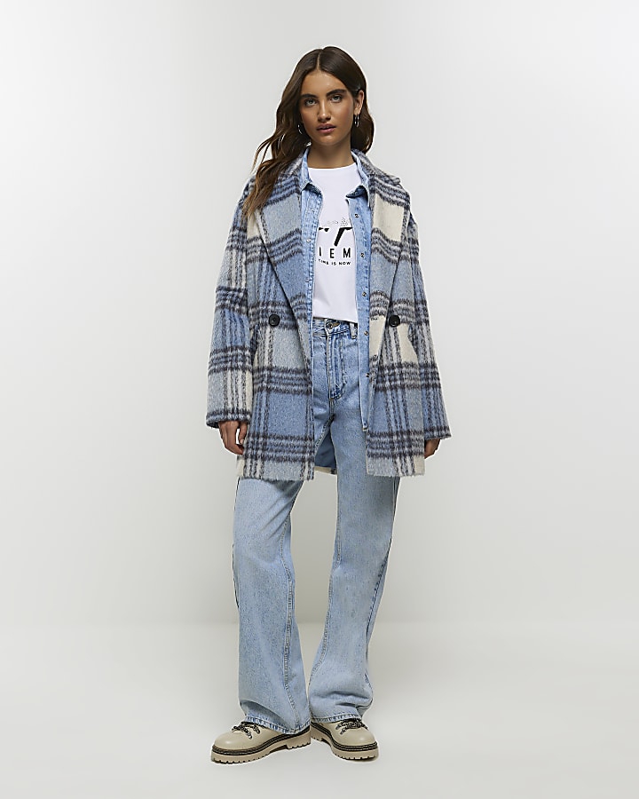 Blue check coat