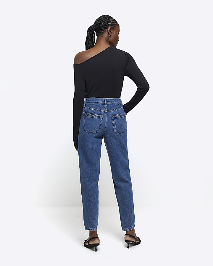 Blue high waisted tapered jeans