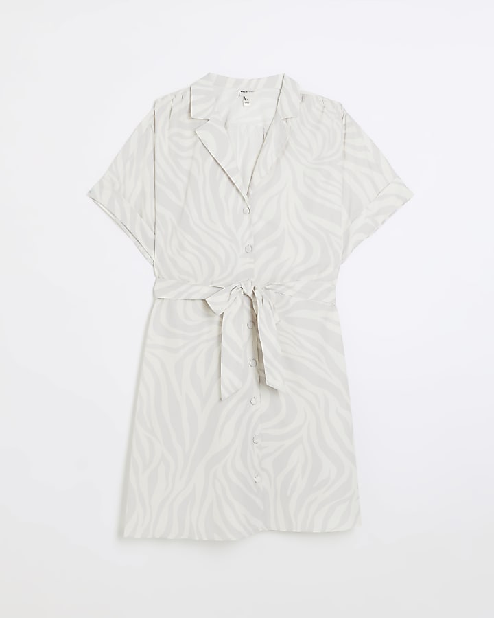 Plus white animal print mini dress