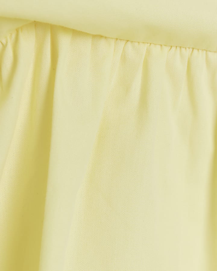 Yellow puff sleeve poplin mini dress