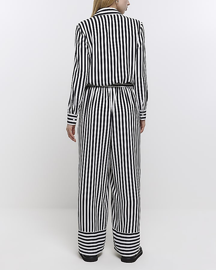 Black stripe wide leg trousers