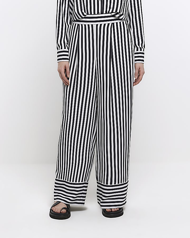 Black stripe wide leg trousers