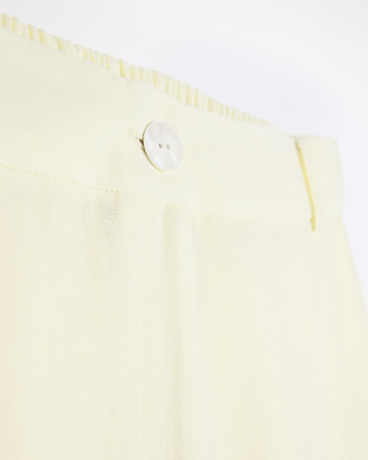 Yellow linen blend wide leg trousers