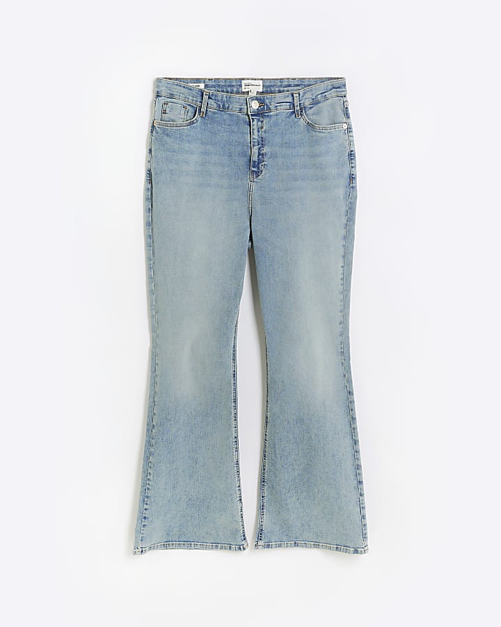 Plus Blue High Waist Flare Jeans