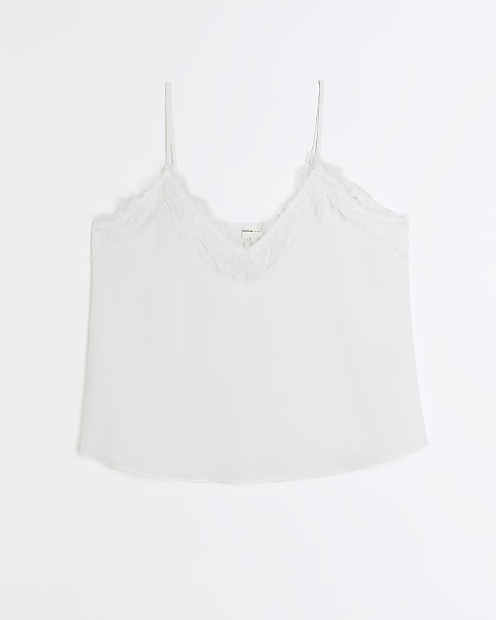 White Lace Trim Cami Top