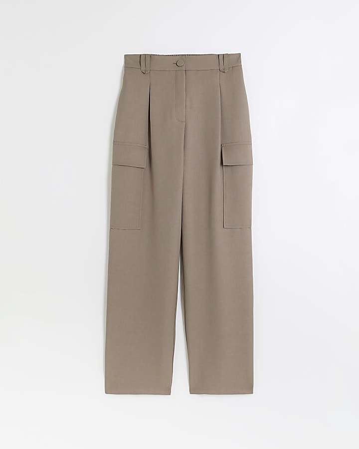 Brown wide leg cargo trousers