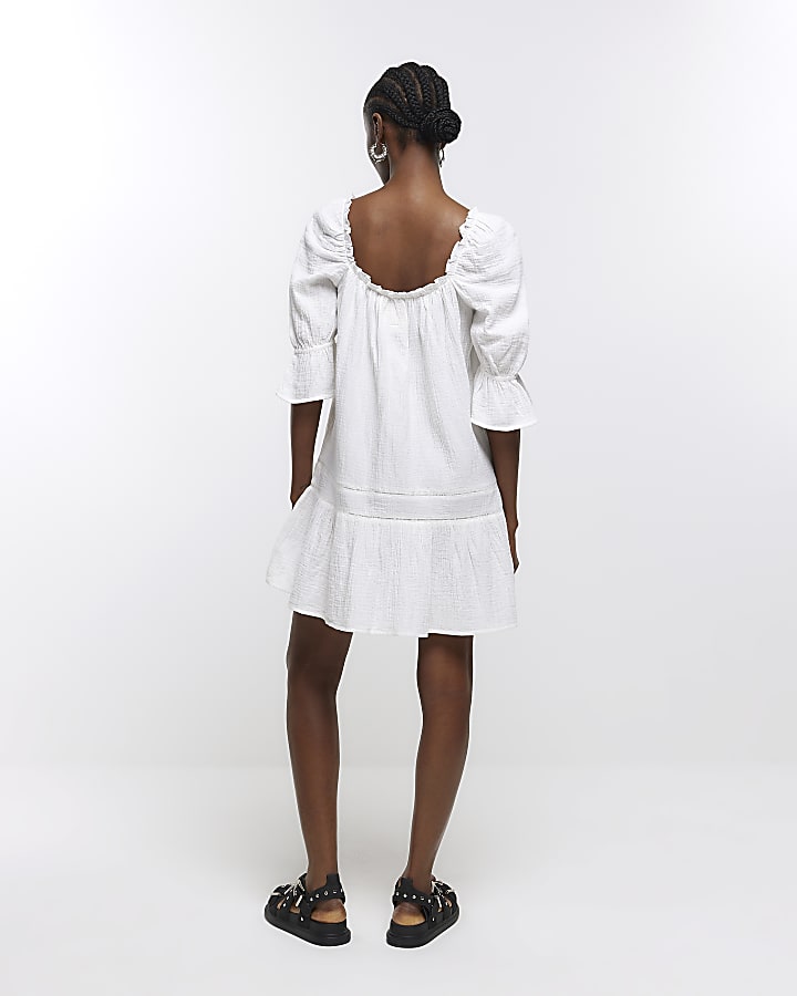 Cream smock mini dress