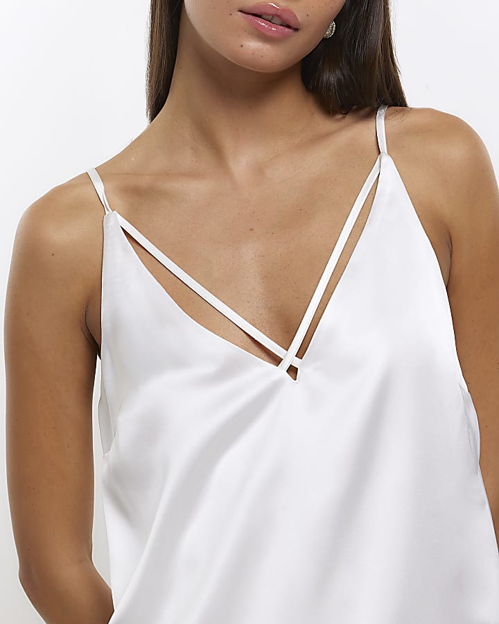 White satin strap cami top