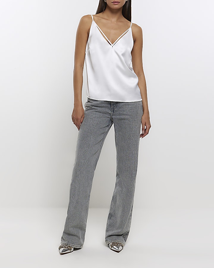 White satin strap cami top