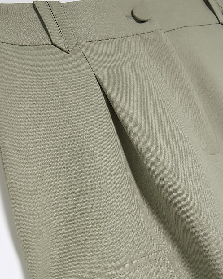 Khaki wide leg cargo trousers