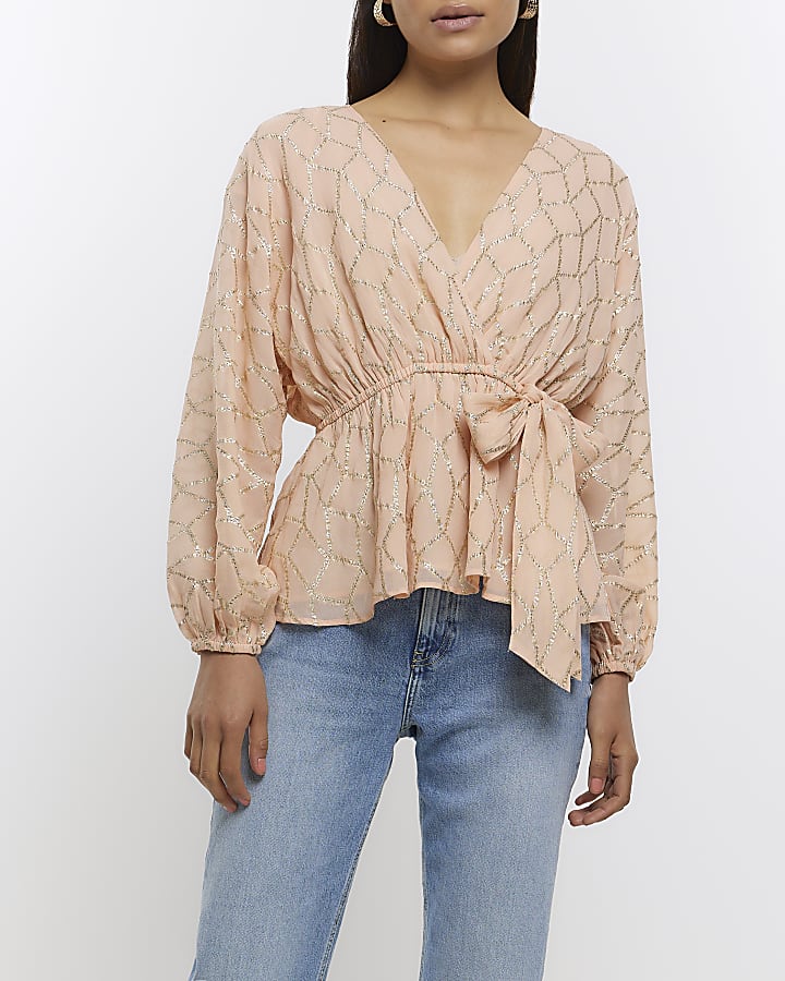 Orange chiffon shirt on sale