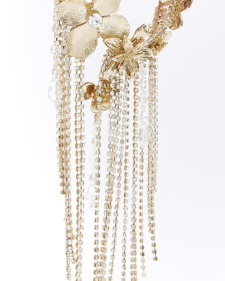 Gold Flower Tassel Choker