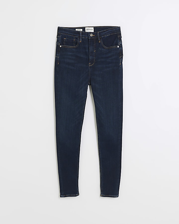 Blue high waisted bum sculpt skinny jeans
