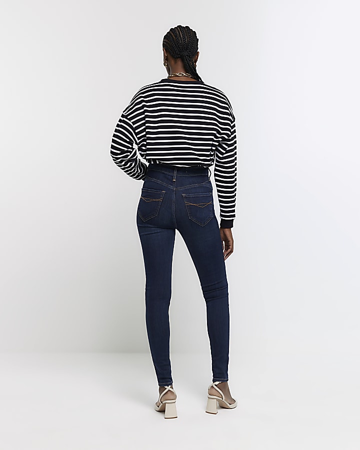 Blue high waisted bum sculpt skinny jeans