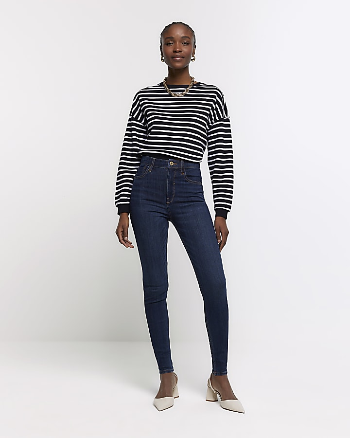 Blue high waisted bum sculpt skinny jeans