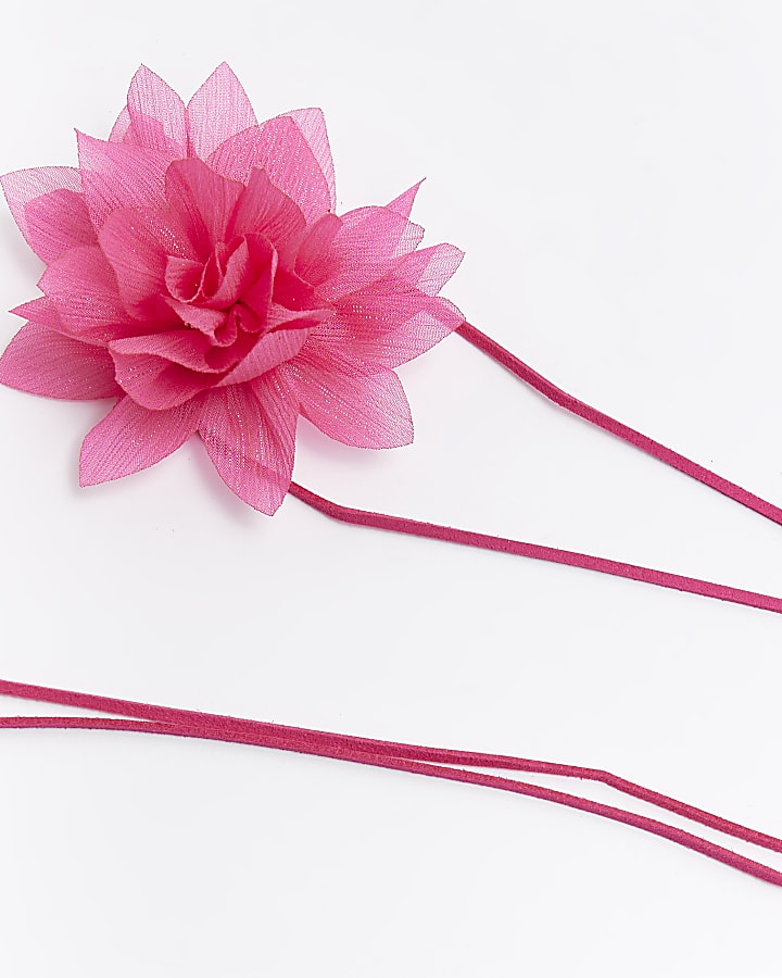 Pink Flower Cord Necklace