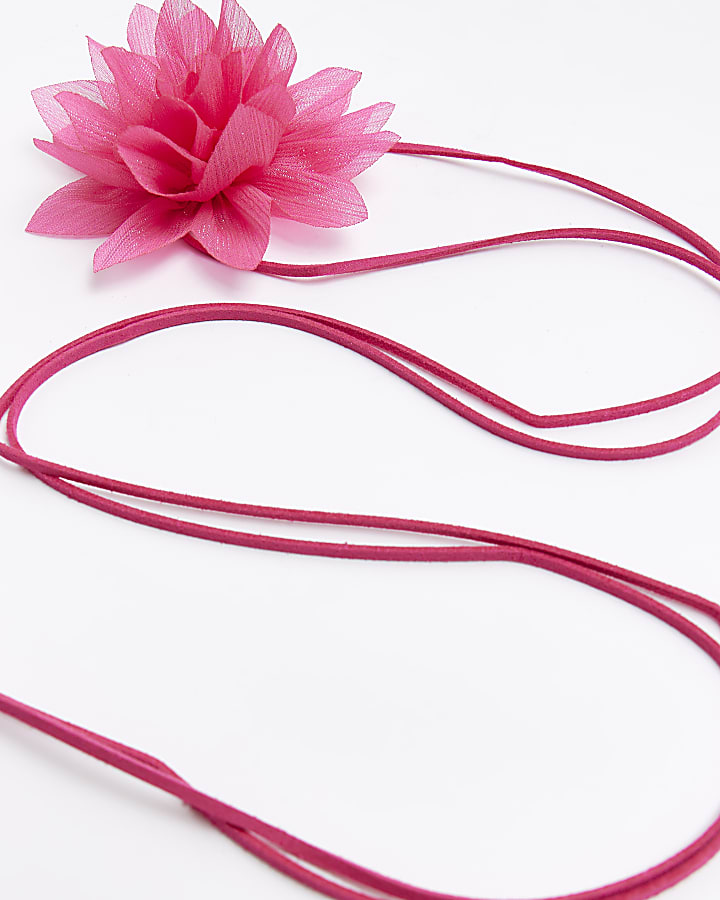 Pink Flower Cord Necklace