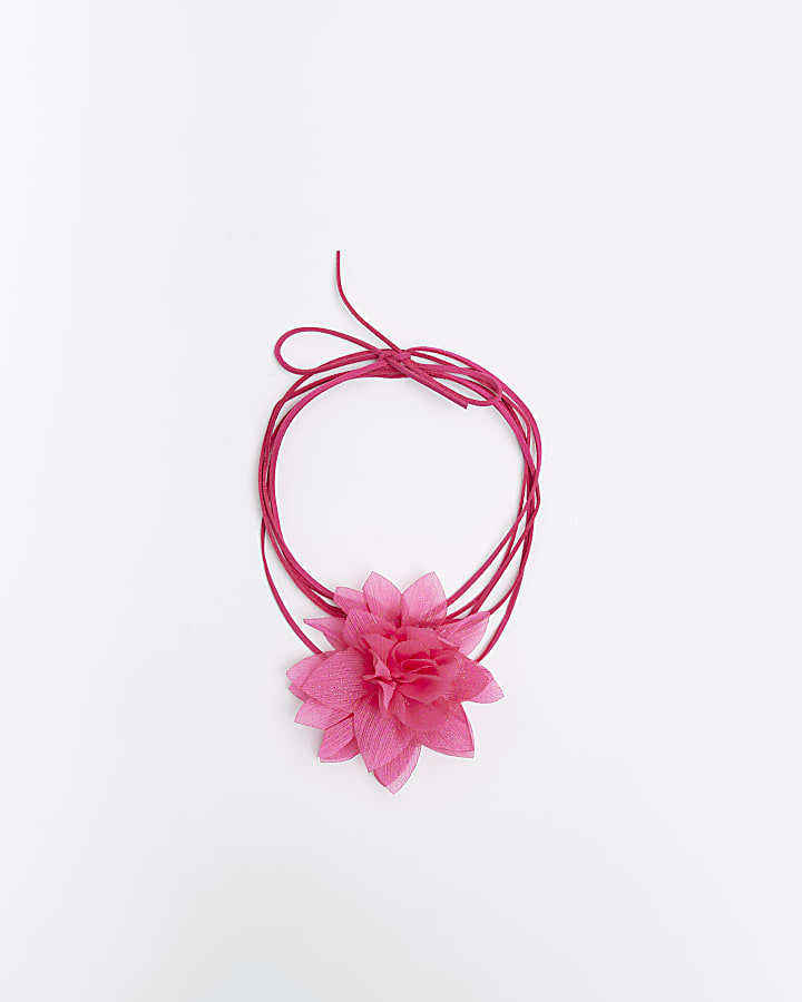 Pink Flower Cord Necklace