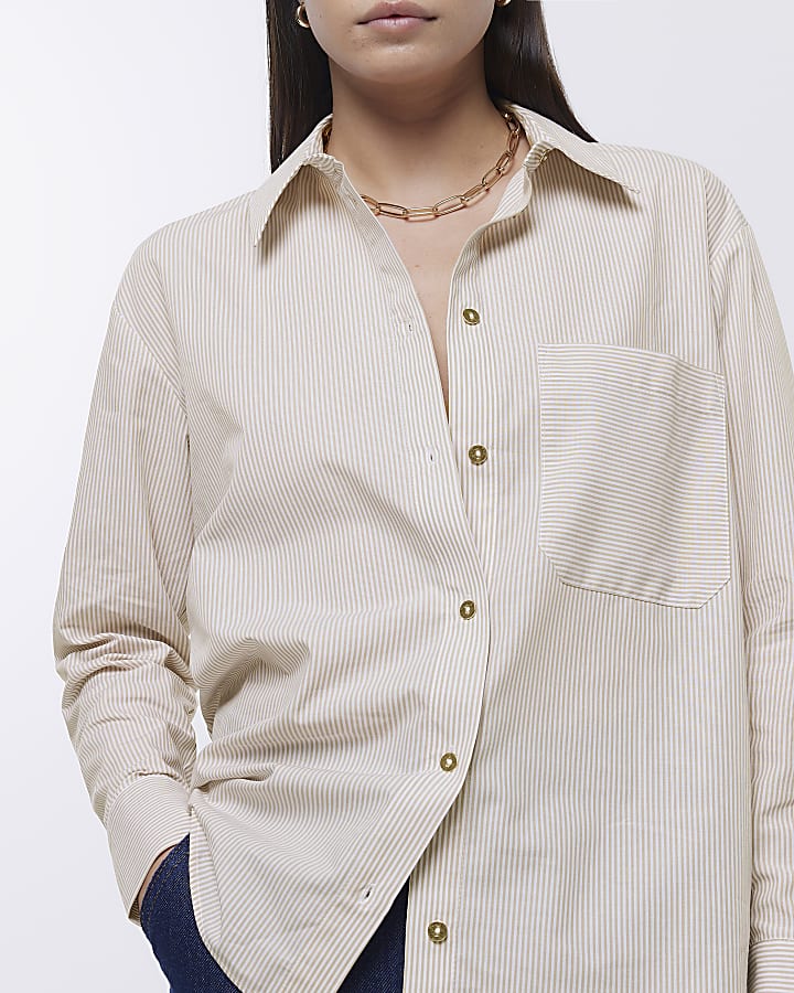 Beige stripe oversized shirt