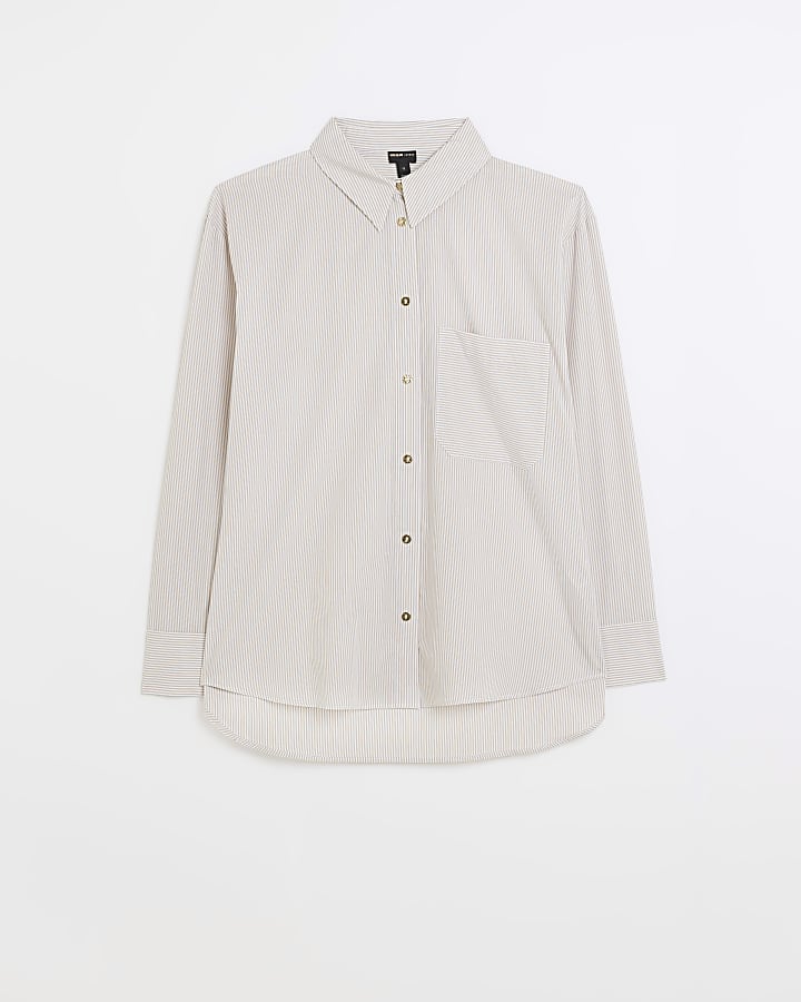 Beige stripe oversized shirt