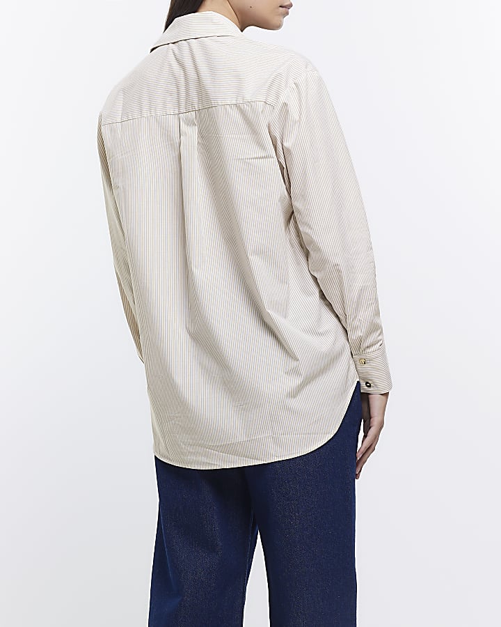 Beige stripe oversized shirt