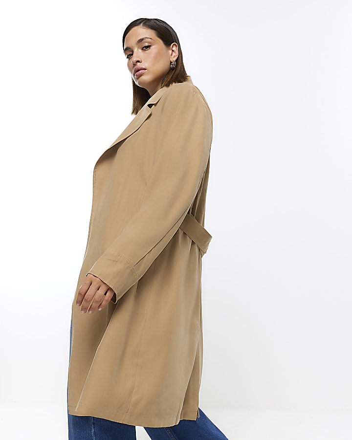 Plus beige longline trench coat