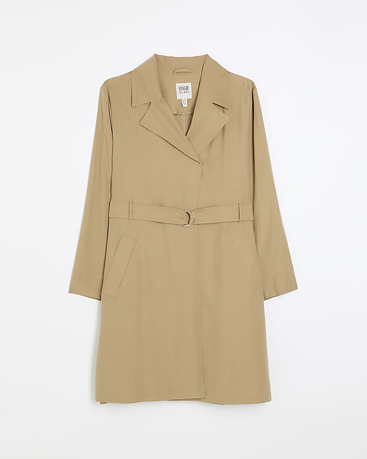 Plus beige longline trench coat