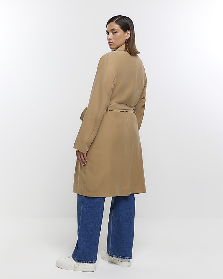 Plus beige longline trench coat