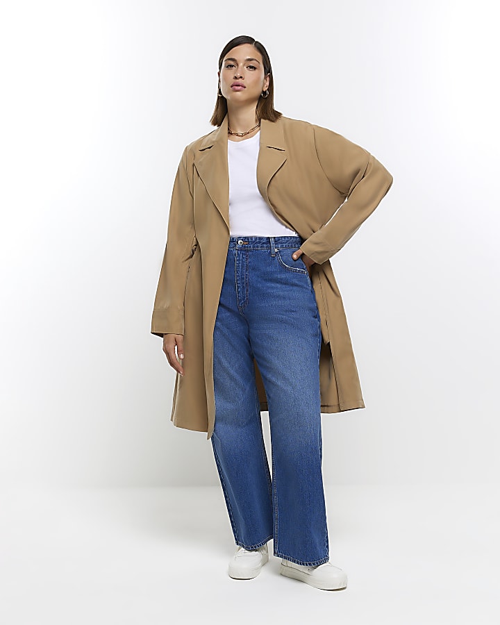 Plus beige longline trench coat