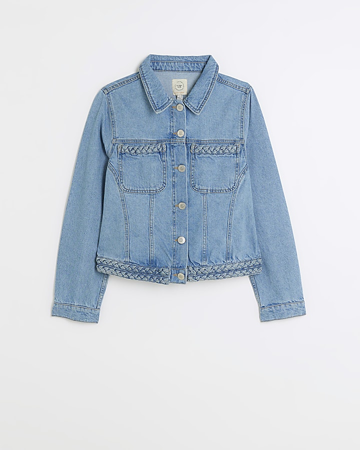 Blue denim plait detail jacket