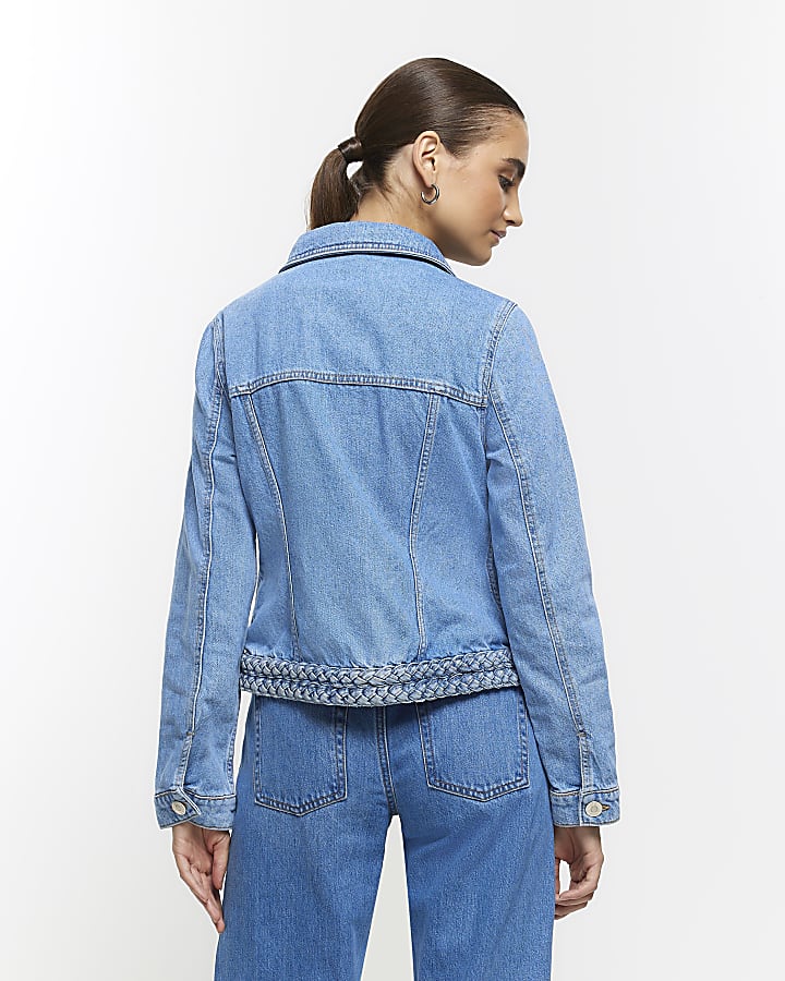 Blue denim plait detail jacket